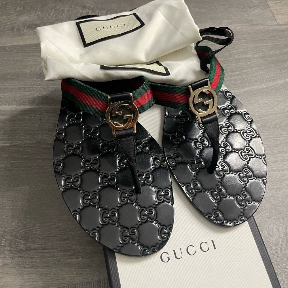 Gucci GG web thong sandal